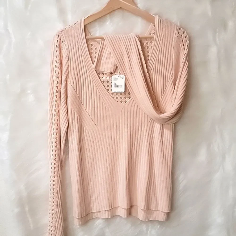 NWT FREE PEOPLE STARLIGHT TUNIC SWEATER HUSHED GRAIN XL